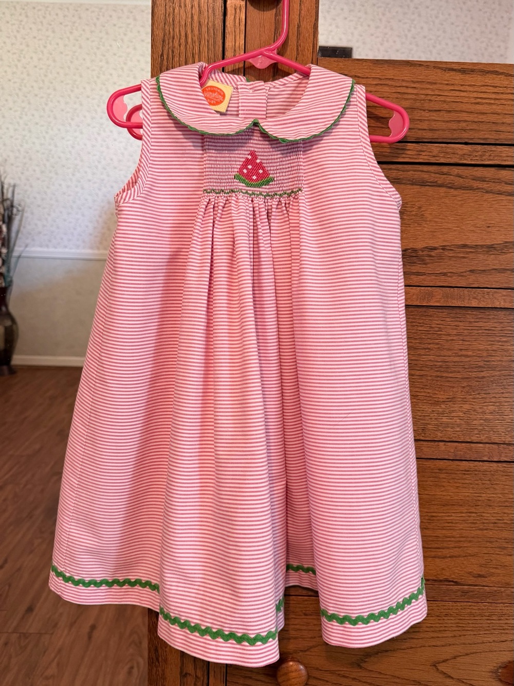 Girls Pink Smocked Watermelon Size 4T Dress